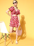 Berrylush Women Pretty Pink Abstract Cut Out Dress