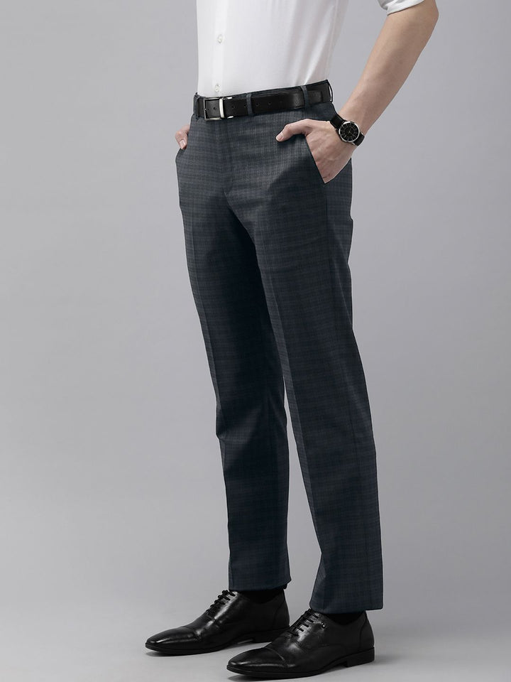 Park Avenue Men Checked Smart Fit Mid-Rise Formal Trousers