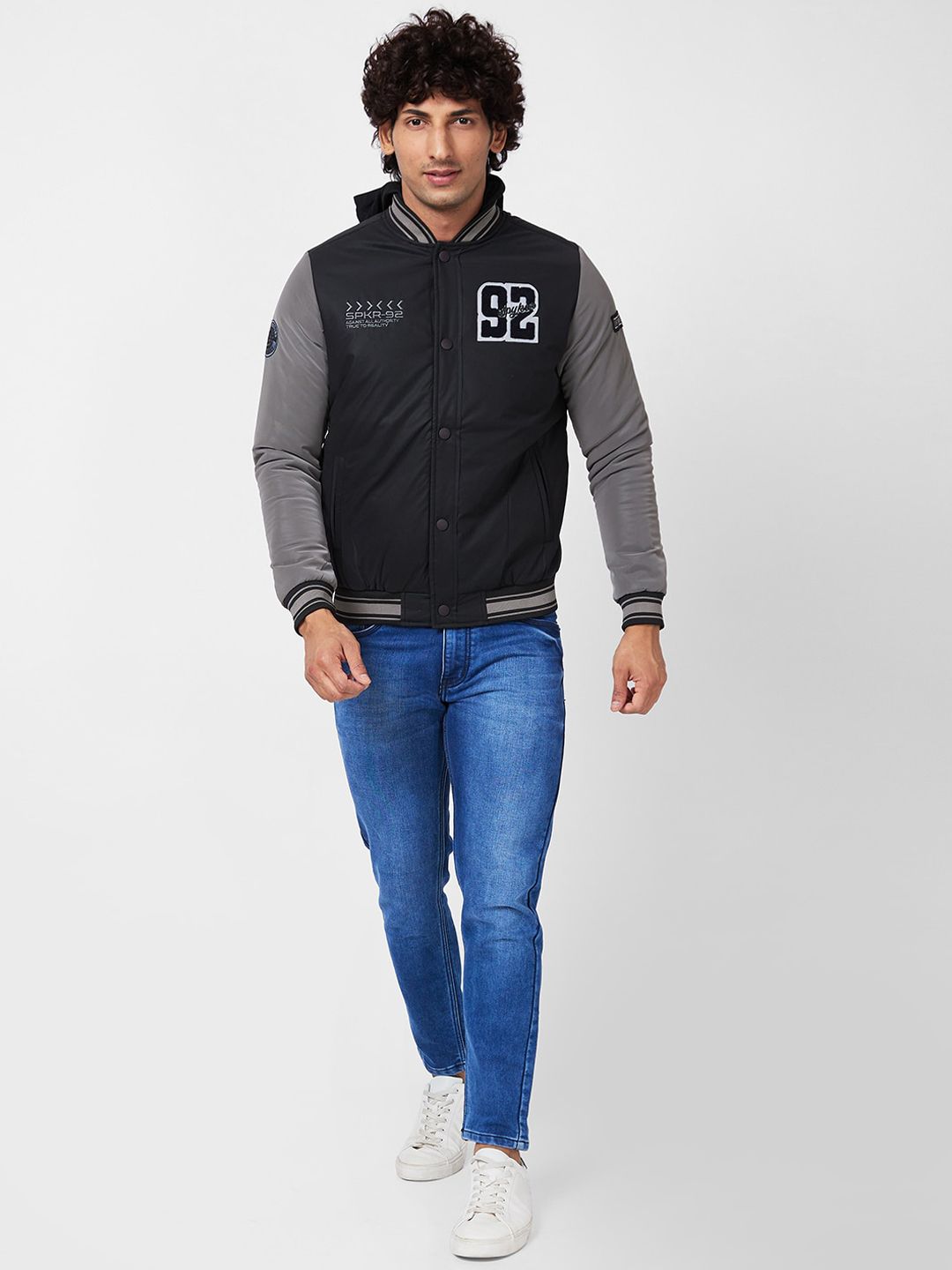 SPYKAR Colourblocked Bomber With Patchwork Jacket