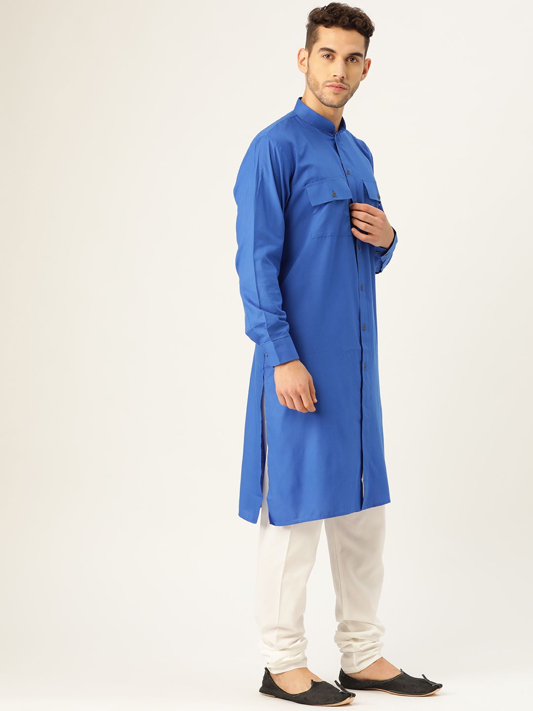 SOJANYA Lelaki Biru Solid Kurta Lurus