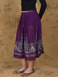Exotic India Printed Flared Midi Skirts