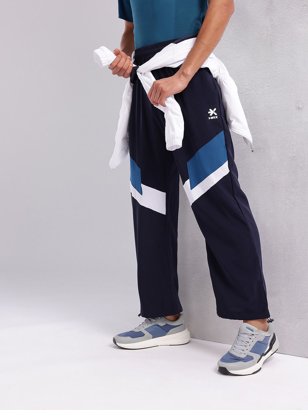 HRX by Hrithik Roshan Men  Lifestyle Mid-Rise Colorblocked Casual Track Pants with Toggle