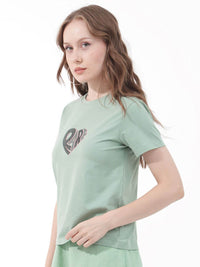 RAREISM Ciara Typography Printed Round Neck Cotton Casual T-shirt