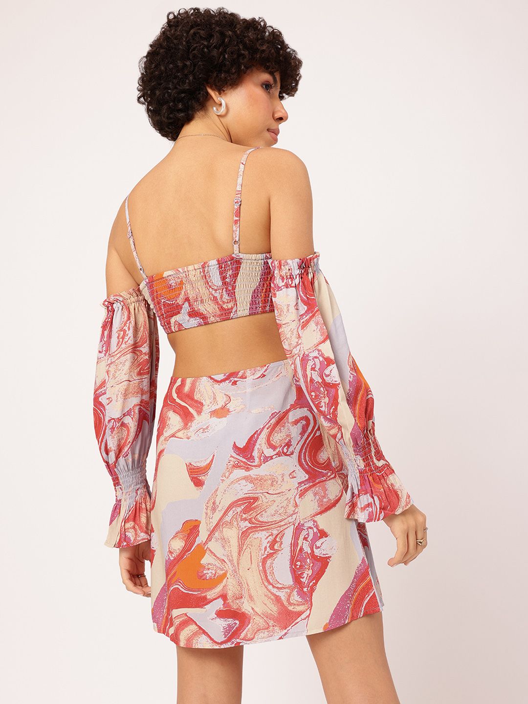 DressBerry Printed Cut-Out Detail Mini Sheath Dress