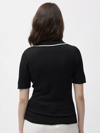RAREISM Knitted Polo Collar Cotton T-Shirt
