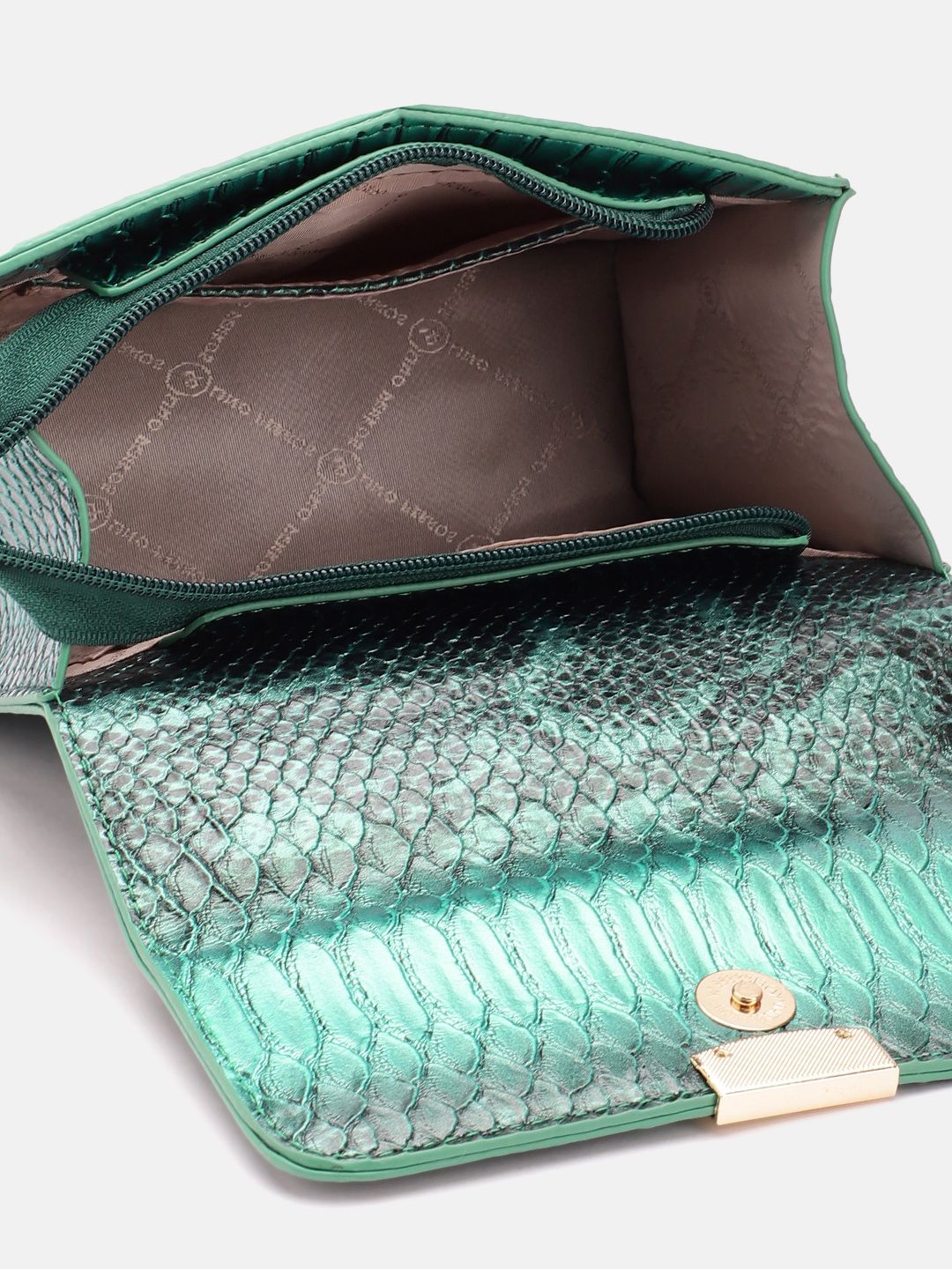 Lino Perros Snakeskin Textured Structured Shoulder Bag