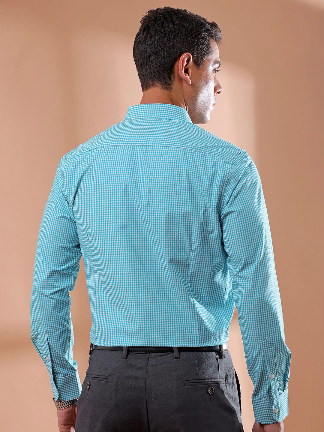 The Indian Garage Co. X Luxe Men Slim Fit Micro Checks Formal Shirt
