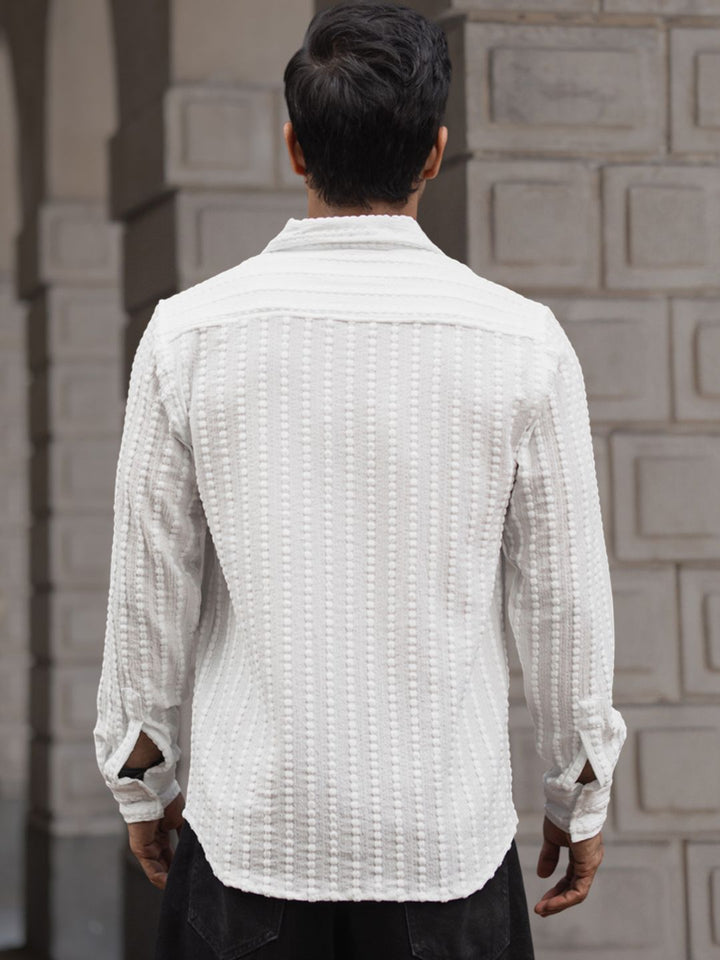 Powerlook Self Design Textured Opaque Casual Shirt