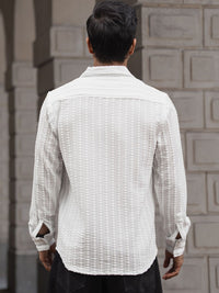 Powerlook Self Design Textured Opaque Casual Shirt