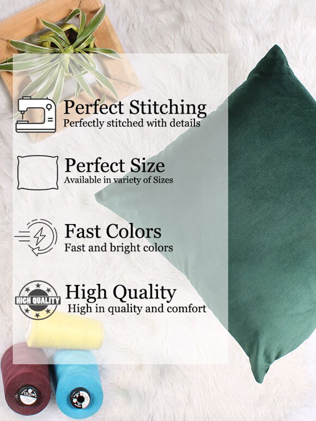 STITCHNEST Green 5 Pieces Velvet Square Cushion Covers