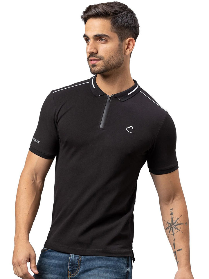 Menjadi T-shirt kolar polo pepejal lelaki manusia manusia