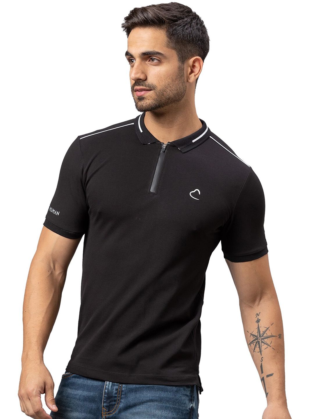 Menjadi T-shirt kolar polo pepejal lelaki manusia manusia