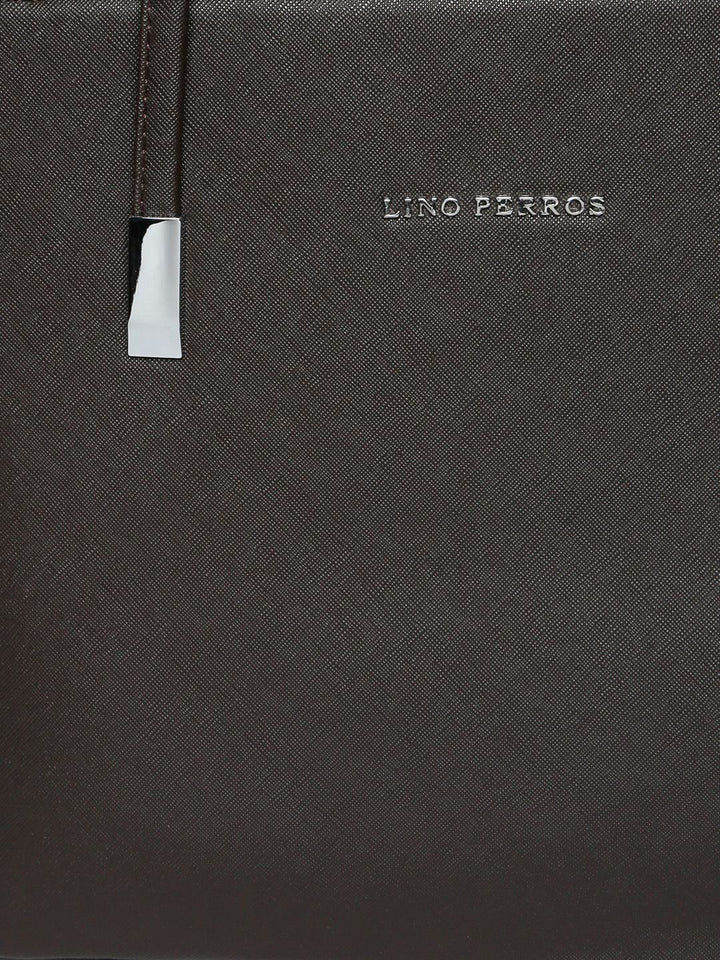 Lino Perros Coffee Brown Solid Laptop Bag
