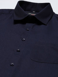 DENNISON Men Navy Blue Solid Smart Cotton Formal Shirt