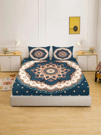 Moda Rapido X KLOTTHE Blue & White Floral 400 TC King Bedsheet with 2 Pillow Covers