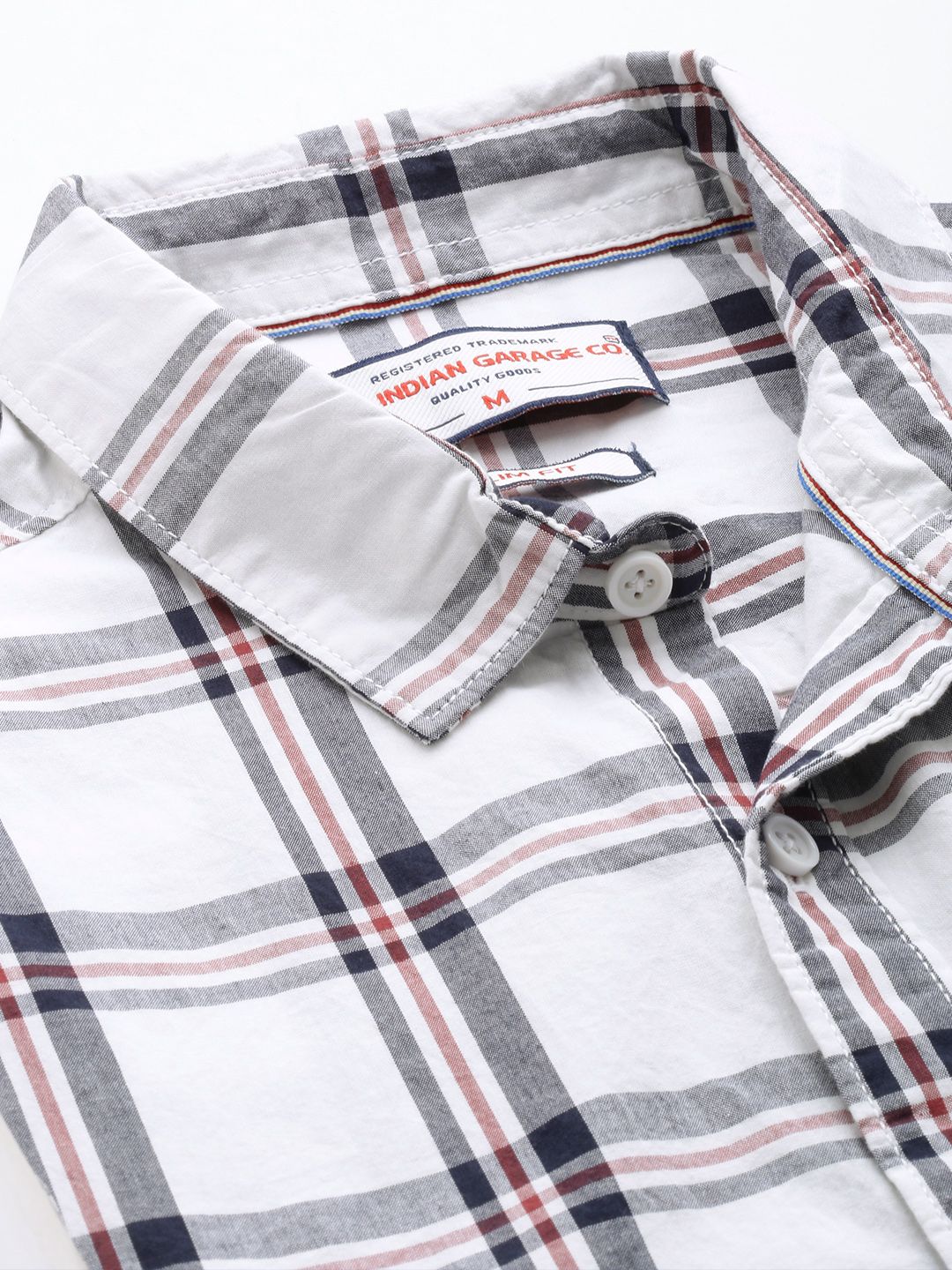 The Indian Garage Co Slim Fit Checked Pure Cotton Casual Shirt