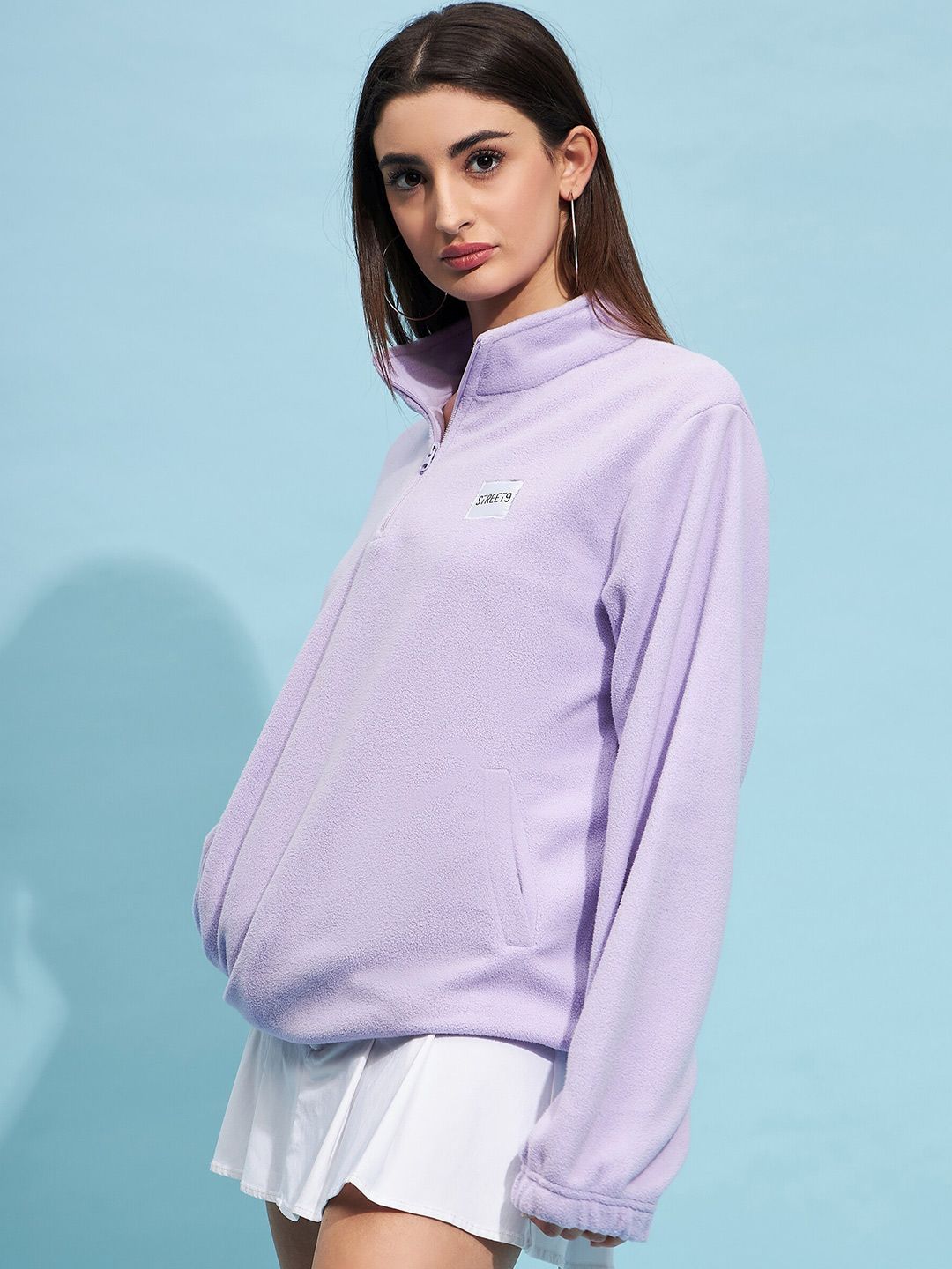 STREET 9 Lavender Mock Collar Oversized Sweatshirt