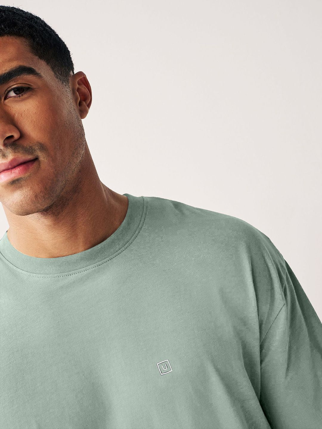 Urbano Fashion Men Solid Round Neck Cotton Oversized T-shirt