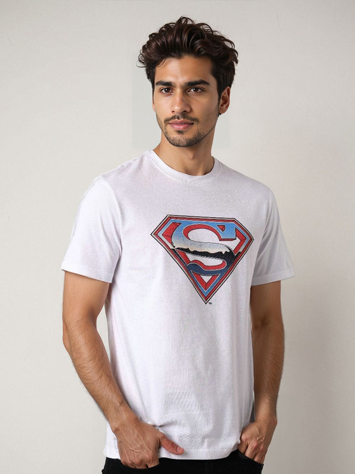 The Indian Garage Co Men Superman Graphic Printed Round Neck Cotton Slim Fit T-shirt