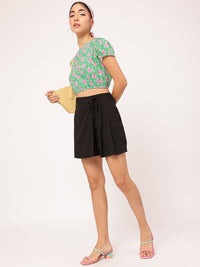DressBerry Garden Galore Printed Blouson Crop Top