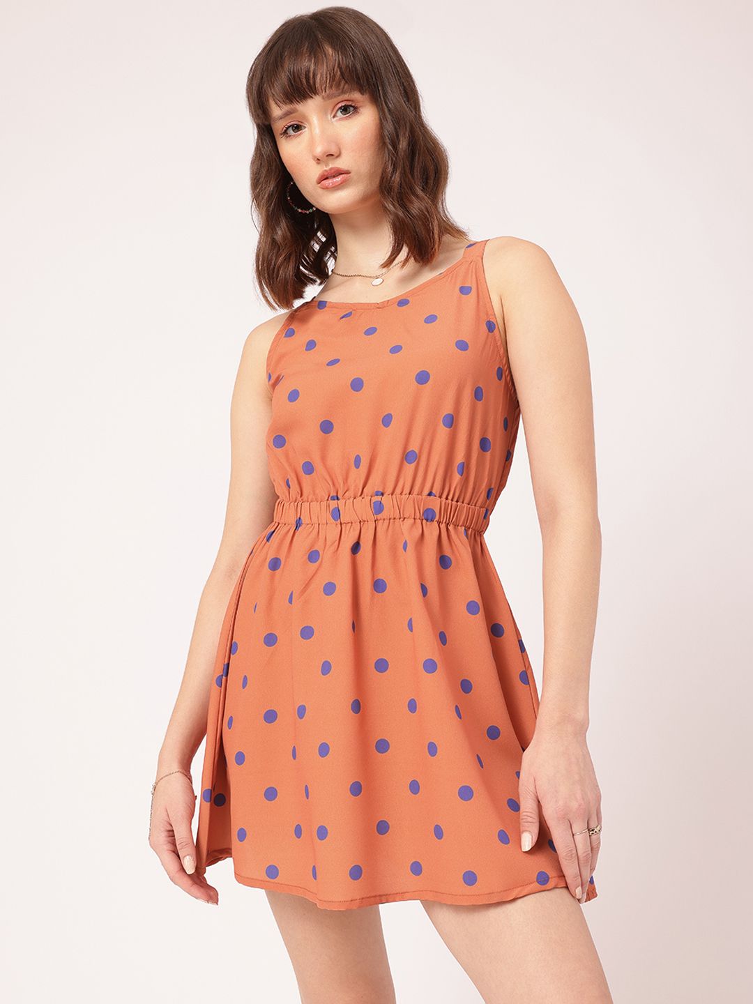 DressBerry Parisian Chic Polka Dots Tie-Up Back A-Line Mini Dress