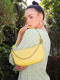 Lino Perros Yellow Croc Textured Baguette Bag