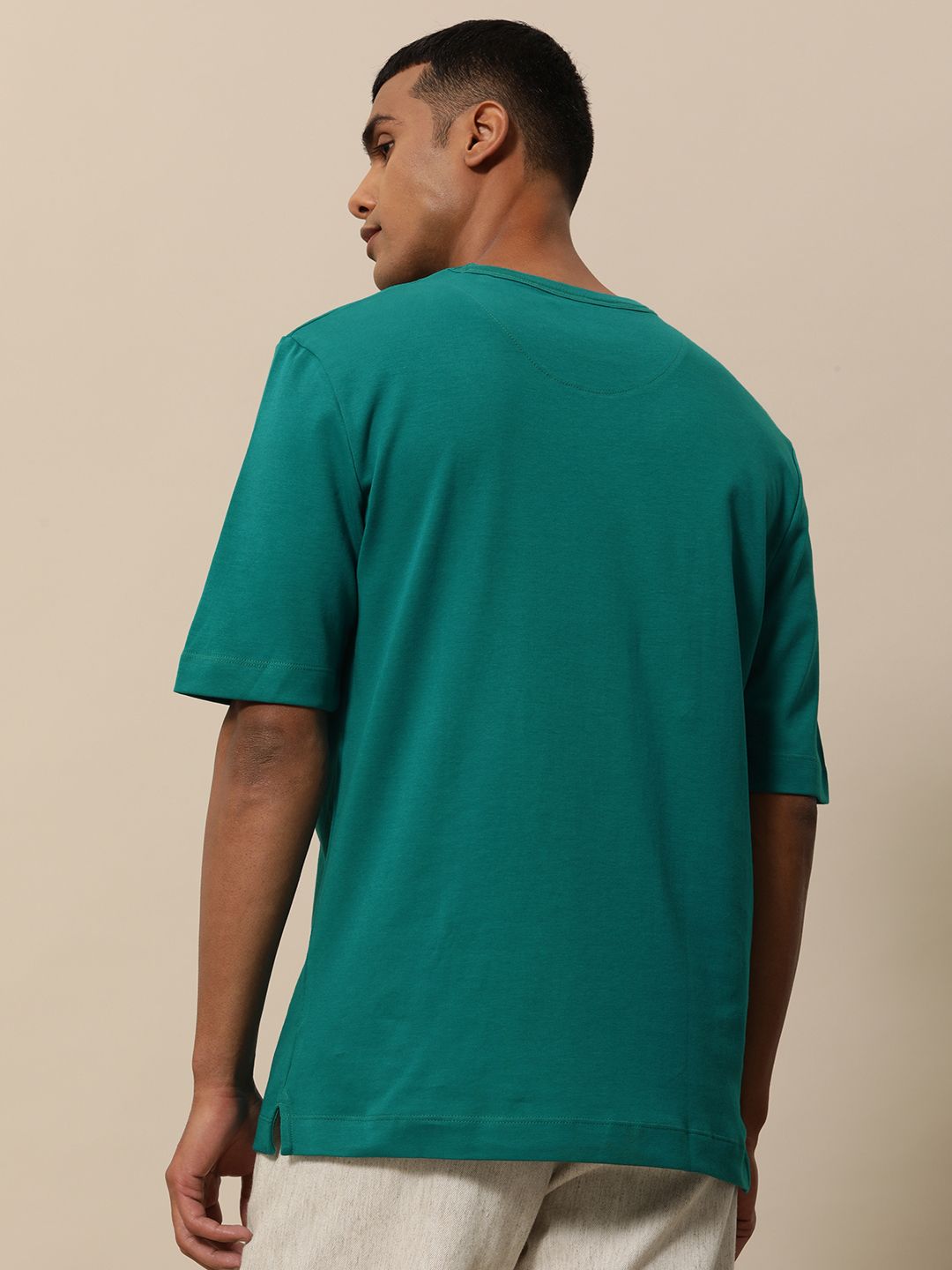 Mr Bowerbird Men Teal Green Pure Cotton Philosophy Oversized T-shirt