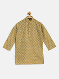 SOJANYA Boys Mustard Yellow & Beige Woven Design Jacquard Straight Kurta