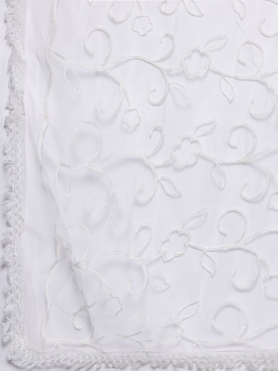Varanga Floral Embroidered Thread Work Kurta With Trousers & Dupatta