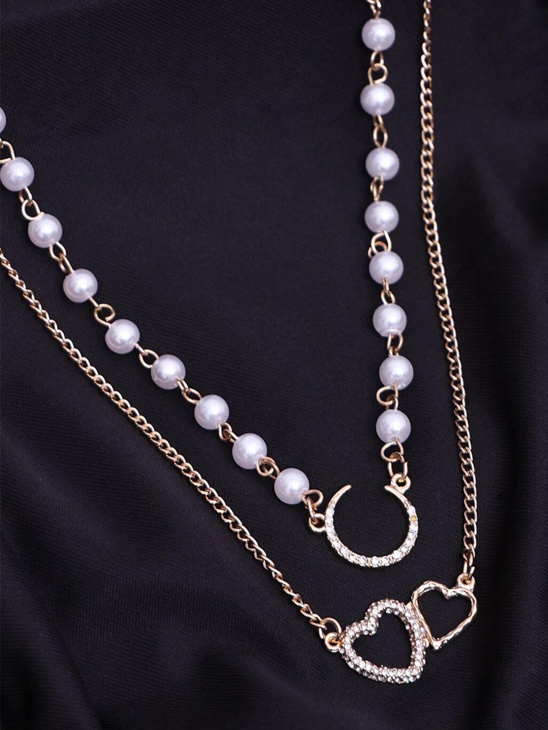 VOGUE PANASH Kalung Lapis Jantung Bersalut Emas & Berbentuk Bulan