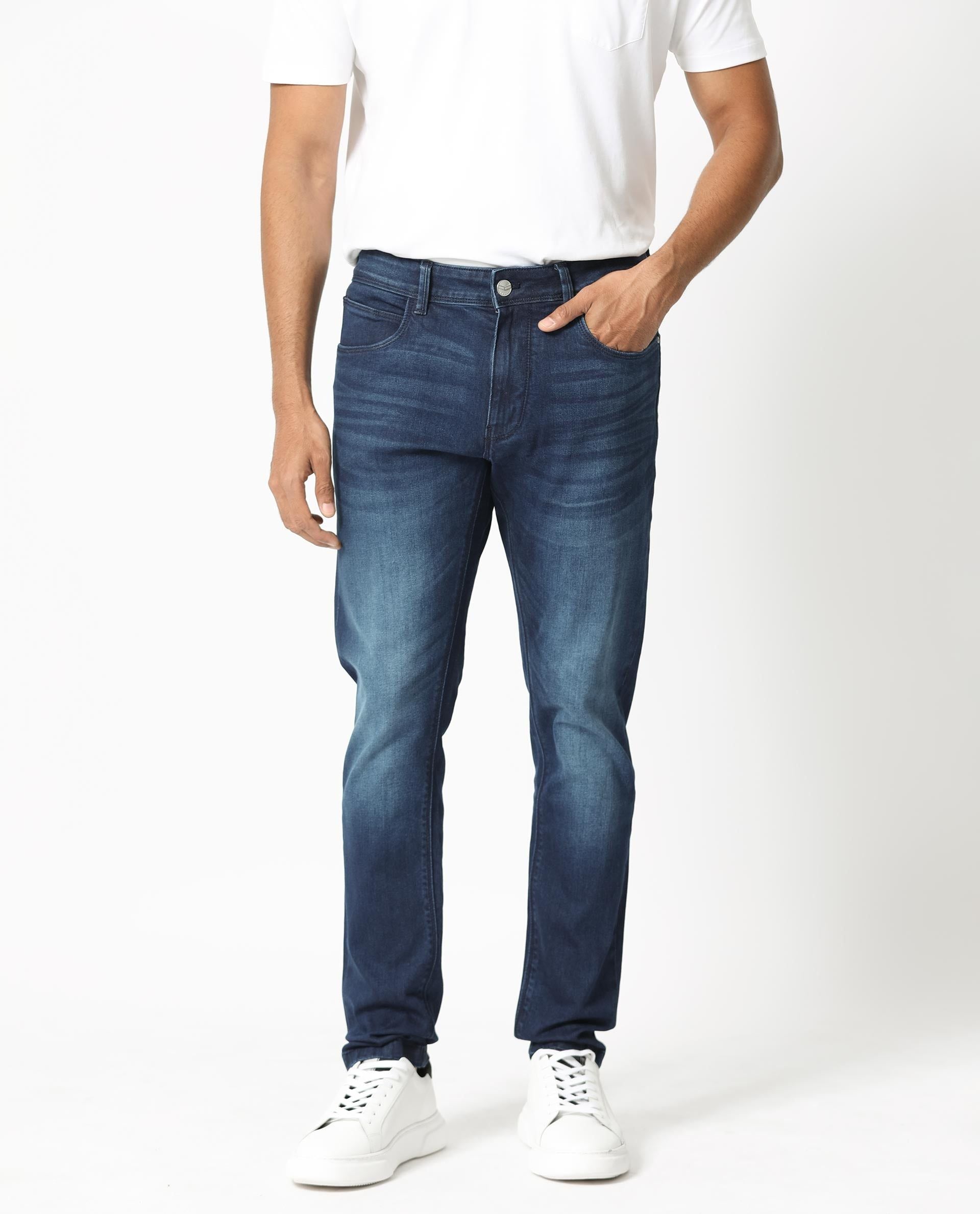 RARE RABBIT Men Night Slim Fit Mid-Rise Stretchable Jeans