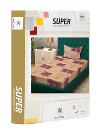 Moda Rapido X KLOTTHE Beige & Warna Peach Geometrik 400 TC Cadar Tempat Tidur Single dengan 1 Sarung Bantal