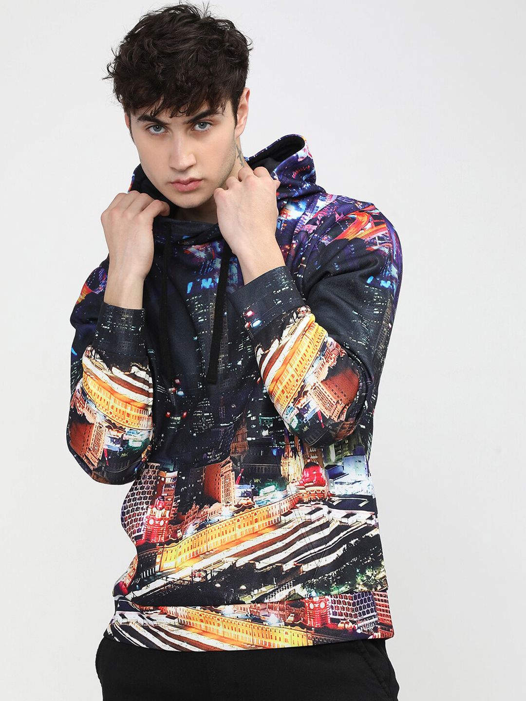 HIGHLANDER Men Multi Printed Hooded Sweatshirt