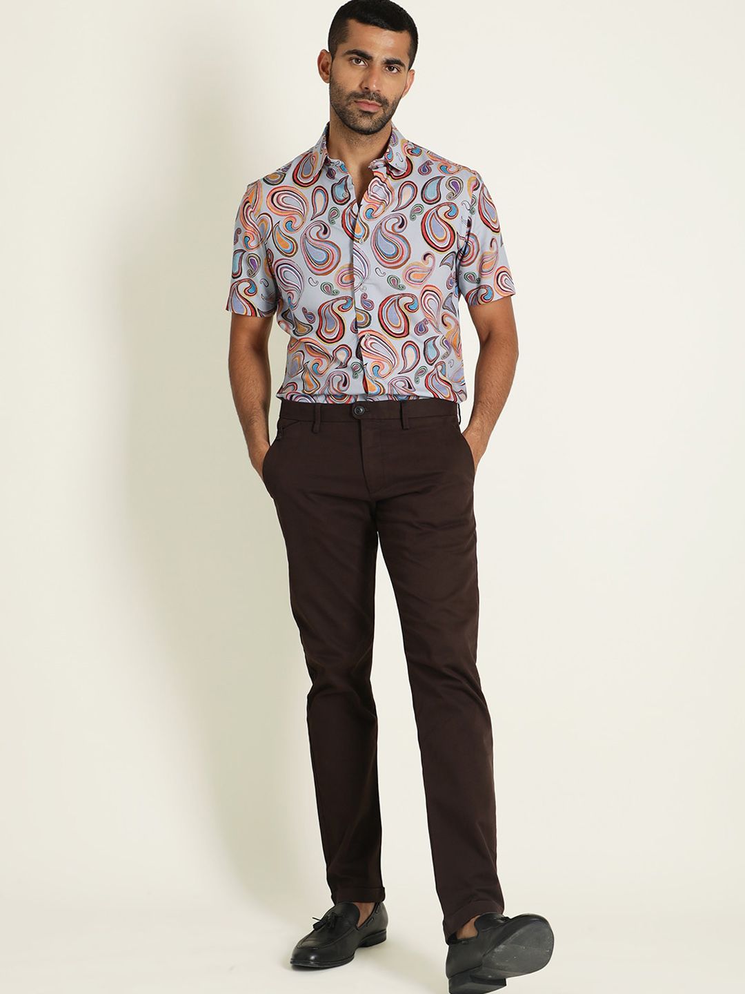 RARE RABBIT Men Jacob Mid-Rise Cotton Slim Fit Trouser