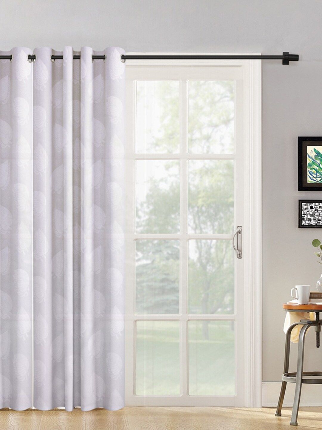 HOSTA HOMES White Floral Long Door Curtain