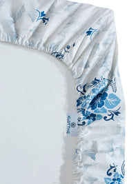 Moda Rapido X KLOTTHE Blue & White Floral 400 TC Single Bedsheet with 1 Pillow Covers