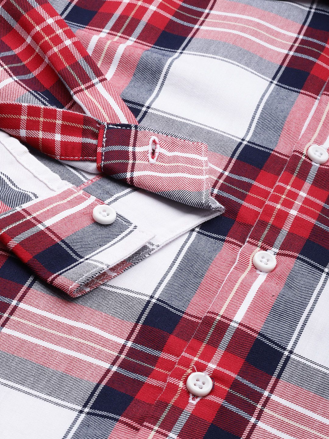 The Indian Garage Co Men Red Comfort Tartan Checks Checked Casual Shirt