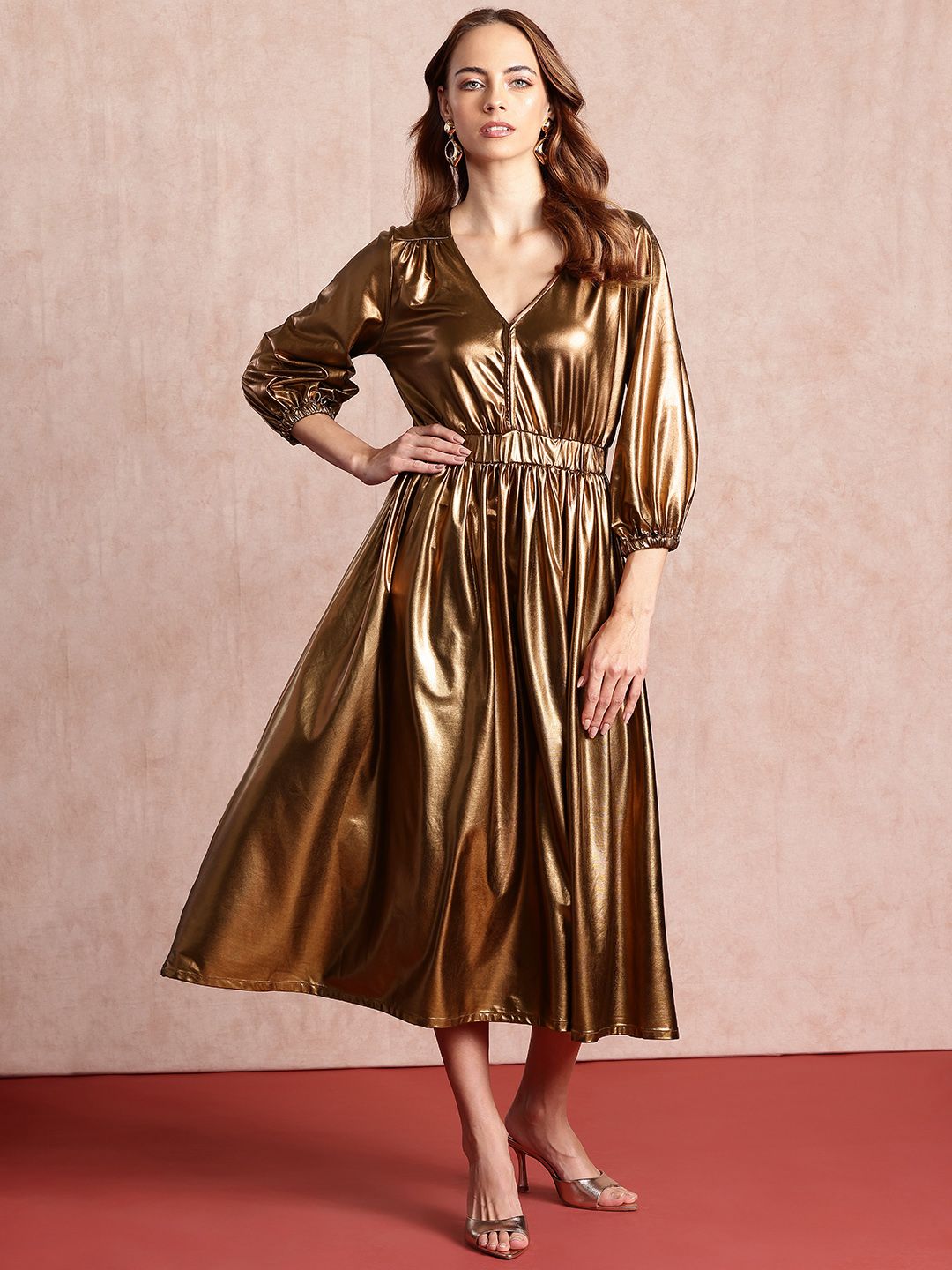 all about you Sheen Fit & Flare Midi Dress