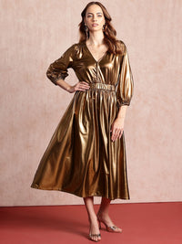 all about you Sheen Fit & Flare Midi Dress