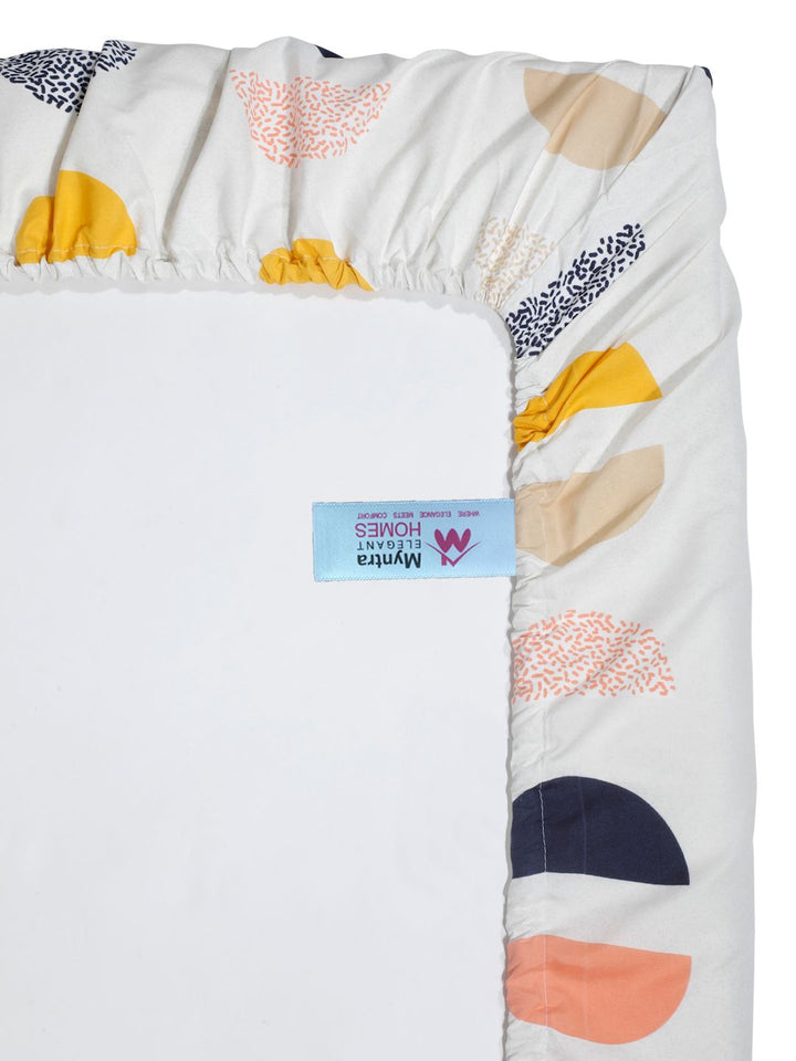 Myntra Elegant Homes White Geometric 300 TC Single Bedsheet with 1 Pillow Covers