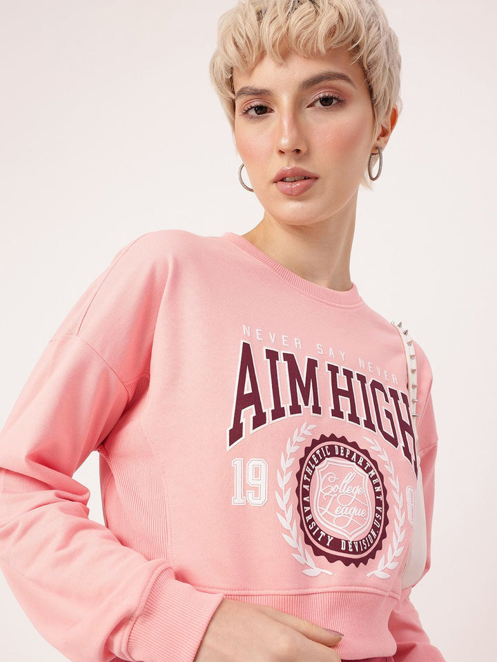 DressBerry Varsity Cool Printed Oversized Crop Sweatshirts