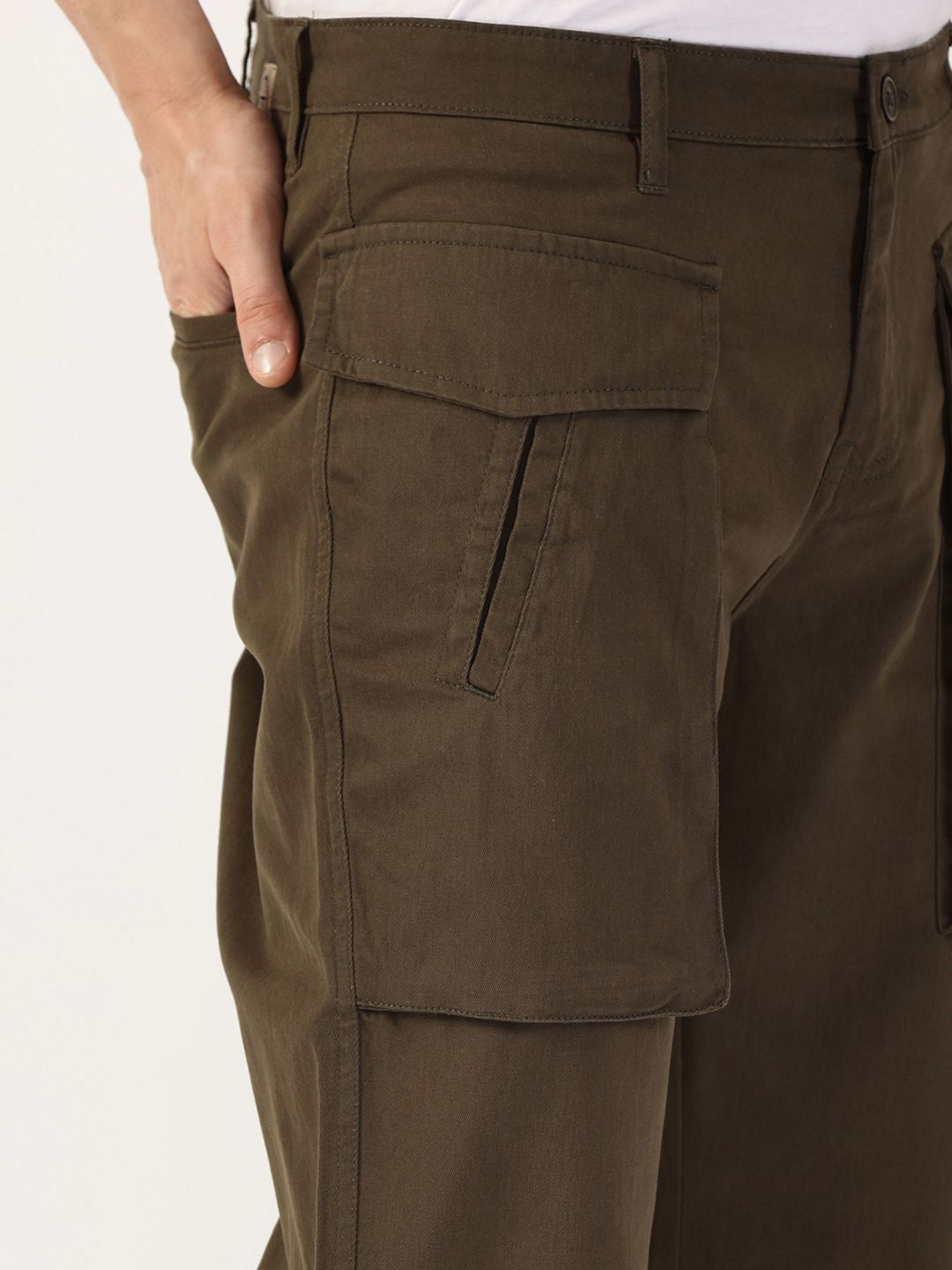 Thomas Scott Men Smart Regular Fit Cotton Mid-Rise Cargos Trousers