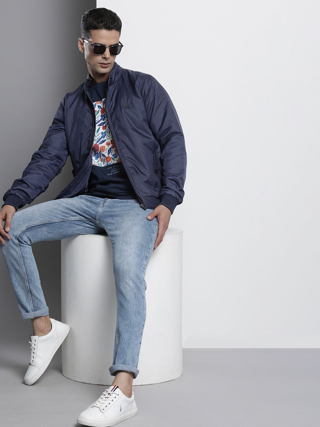 The Indian Garage Co Men Zip-Front Bomber Jacket with Slip Pockets