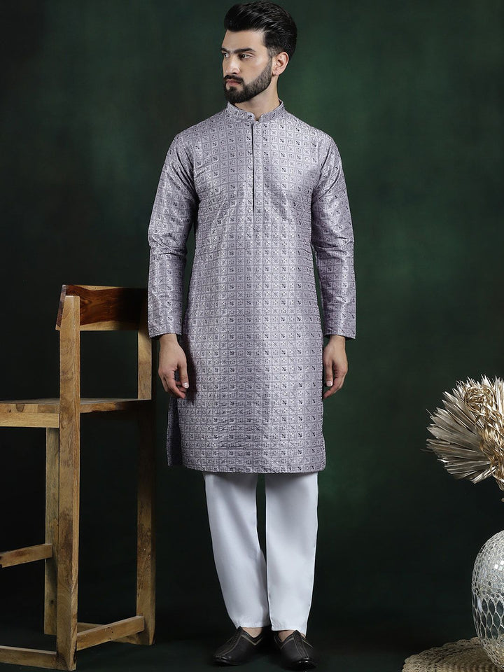 SOJANYA LUXE Ethnic Motifs Embroidered Regular Thread Work Kurta with Pyjamas