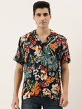 Hancock Men Navy Blue & Blue Regular Fit Printed Casual Shirt
