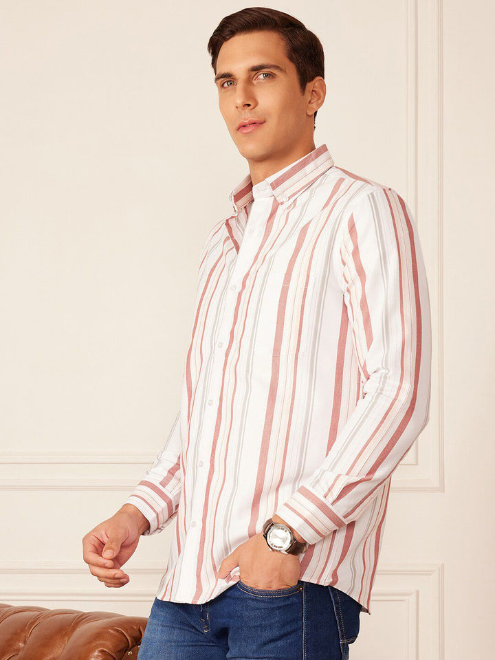 DENNISON Smart Striped Button-Down Collar Casual Shirt