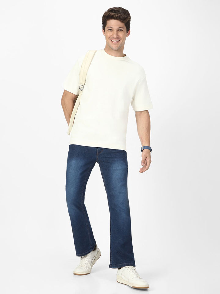 Urbano Fashion Men Bootcut Light Fade Clean Look Stretchable Jeans