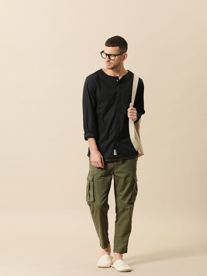 Mr Bowerbird Men Black Tailored Fit Solid Casual Shirt