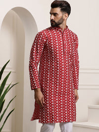 SOJANYA Self Design Thread Work Mandarin Collar Kurta
