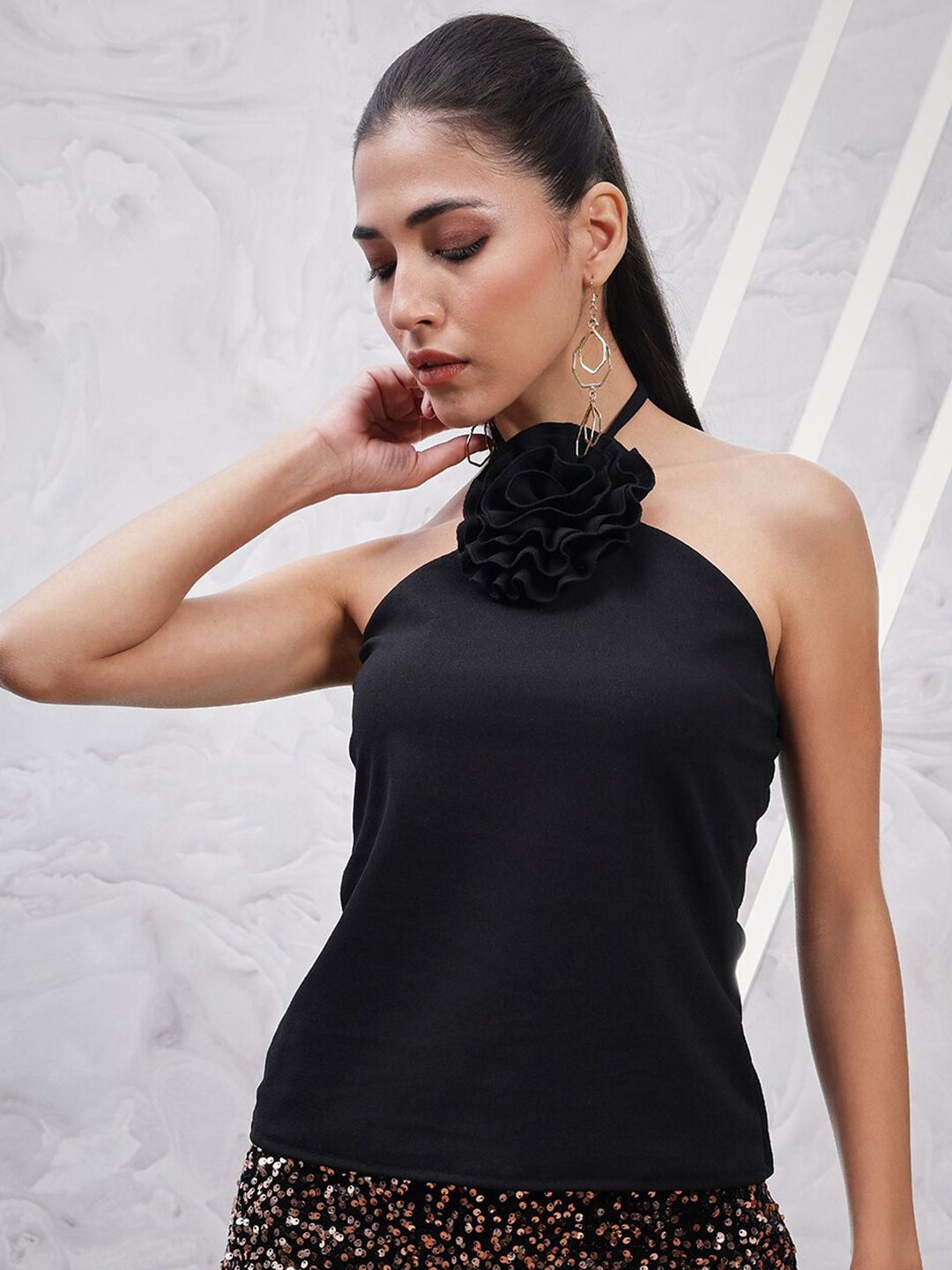 Athena Halter Neck Scuba Regular Top